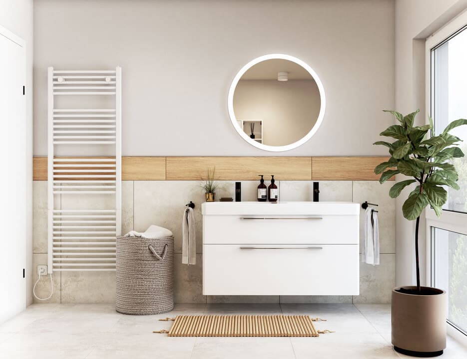 Łazienka w odcieniach brązu i beżu