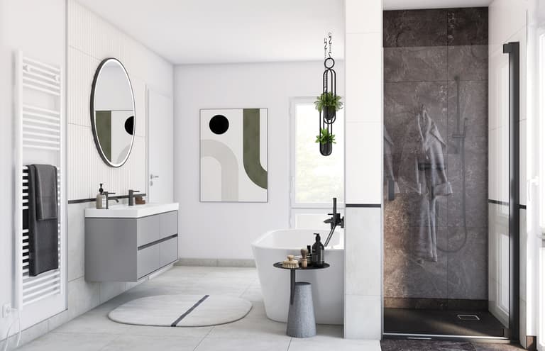 Elegancka łazienka w bieli i czerni