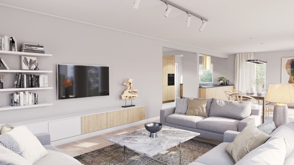 Jasny salon i jadalnia