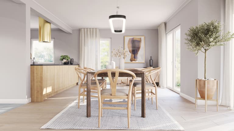 Jasny salon i jadalnia